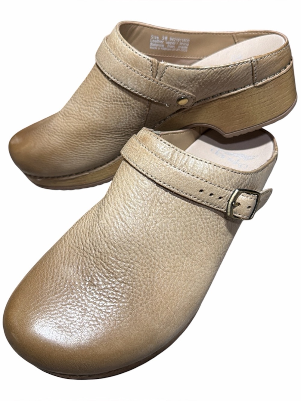 NWOT Dansko Berry Mule Clog Distressed Tan Size 38